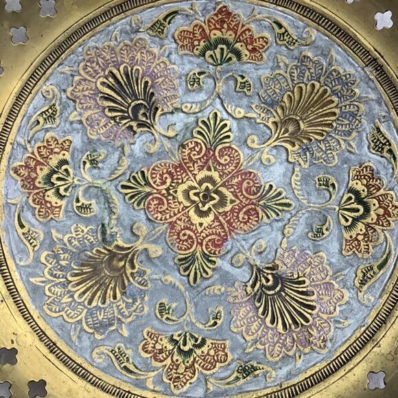 Cloisonné Decorative Floral Filigree Solid Brass Bowl - Picture 2 of 15